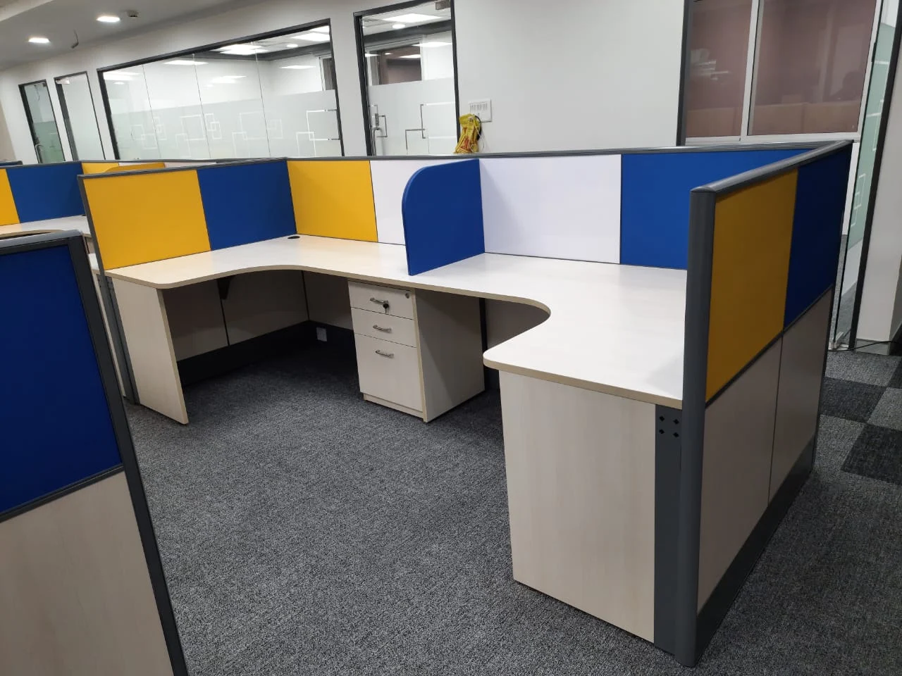Conference room table and seating setup